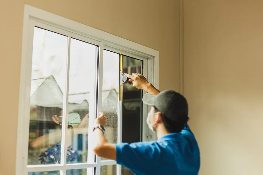 bigstock worker use scraper cleaning wi 467372781